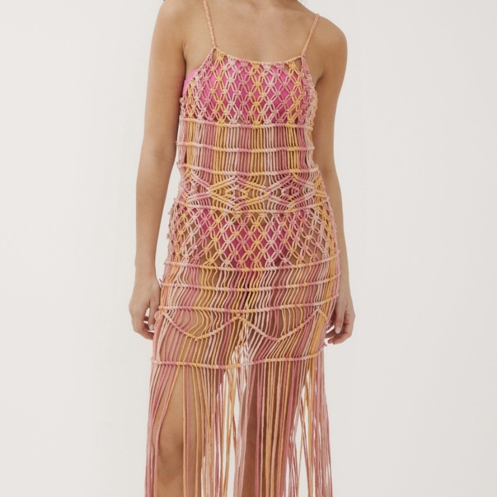 **NWT**MACRAME TASSEL MAXIE BEACH DRESS
